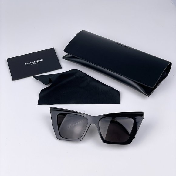 NEW Saint Laurent New Wave SL372 001 Women Black Cat Eye Sunglasses - Picture 12 of 16